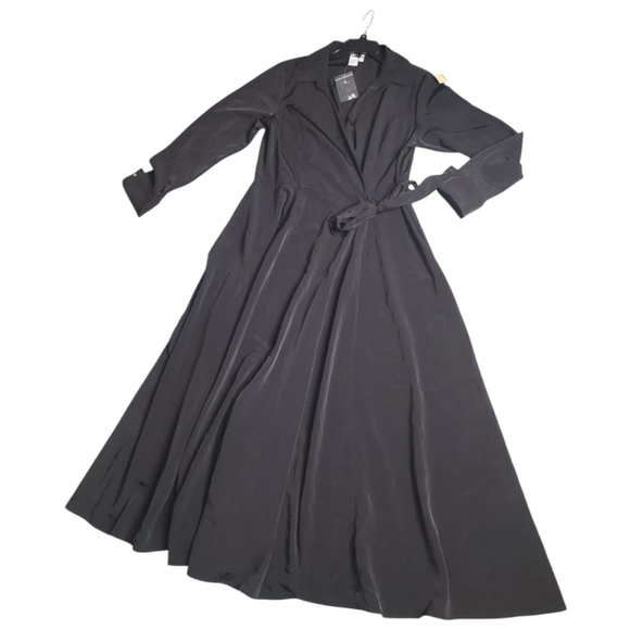 Vintage Newport News Y2K Elegant Flowy Tailored Event Cocktails Party Wrap Dress - Picture 4 of 13